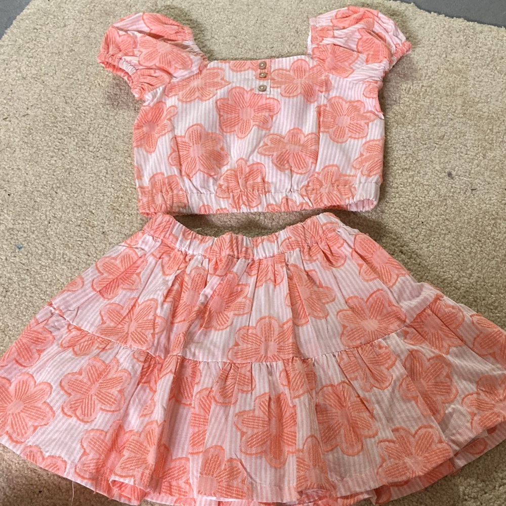Floral Crop Top and Skirt Set